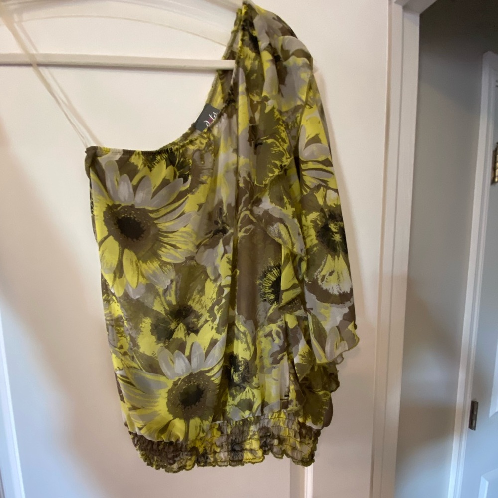 One shoulder sheer top